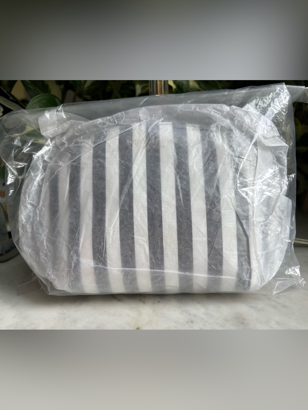 Henri Bendel Centennial Stripe, White and Brown Trio Nesting Cosmetic Pouches - Picture 2 of 2
